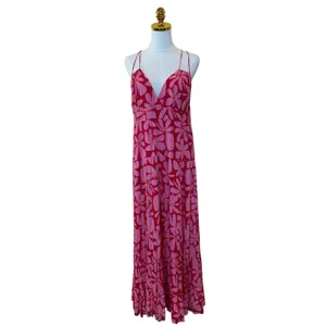 Hutch Pink Floral Tiered Ruffle Maxi Dress MEDIUM Sundress Cottage Vacation $270 thumbnail 11