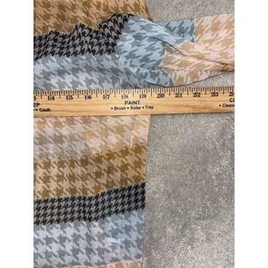 Roller Rabbit Womens Medium Popover Orange Blue Hounds Tooth Print Chiffon Sheer thumbnail 5