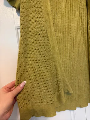 Andrea Jovine Olive Green Open-Front Short-Sleeve Cardigan thumbnail 4