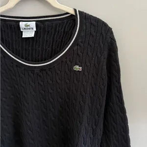 Lacoste Women's Black Cable Knit Crew Neck Sweater thumbnail 3