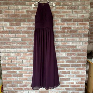 Bill Levkoff 1161 Bridesmaid Gown Dress Formal Open Back Halter Women’s 8 Purple thumbnail 2