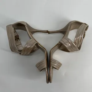 Gianni Bini Metallic Champagne Gold‎ Strappy Stiletto Heel Sandals Size 9.5 thumbnail 4