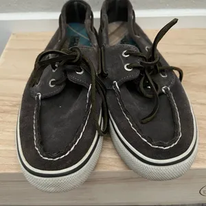 Sperry Topsider‎ Dark Gray Suede Leather Lace Up Boat Shoes 6.5 thumbnail 5