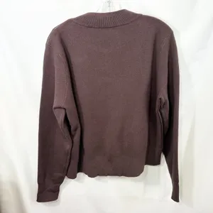 Sioni Bomber‎ Jacket Womens XL Brown Faux Leather Knit Classic Chic Edgy 1502 thumbnail 2