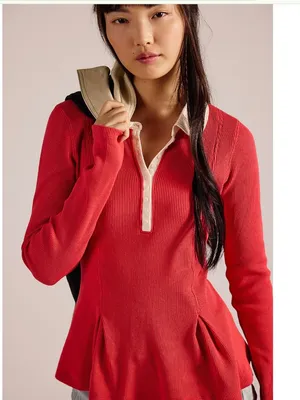 NWOT Free People Gracie Long Sleeve Top Waffle Knit thumbnail 2
