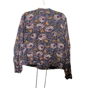 Free People Floral Bomber Jacket Balloon Sleeves Zip Front Boho Size Small thumbnail 9