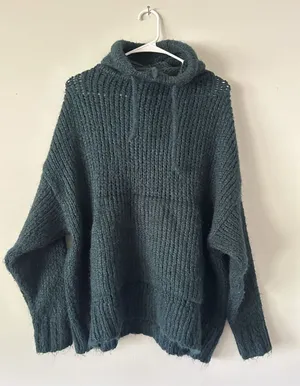 Zara Knit Sweater Hoodie Relaxed Oversized Wool Blend Cozy Size Small thumbnail 1