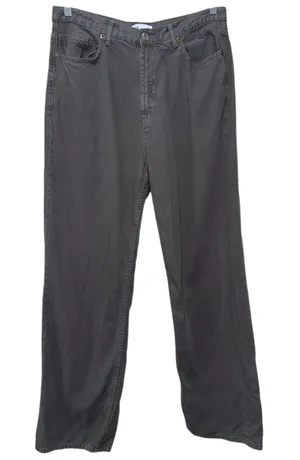 Zara Jeans Womens Sz 12 Gray Denim Straight Wide Leg High Rise Baggy Boho Grunge thumbnail 1