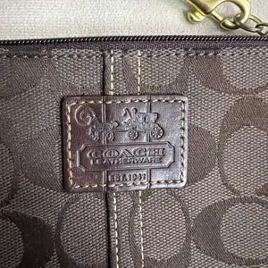 Coach Brown Signature Wristlet with Gold Hardware thumbnail 2