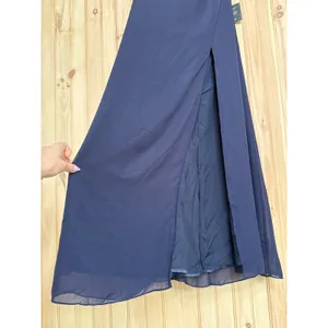 NWT Lulus Lulus Sweetest Entrance Navy Blue Ruffled Tie-Back Maxi Dress Gala L thumbnail 5