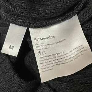 Reformation Virgil Black Ribbed Knit V Neck Long Sleeve Button Up Crop Top Sz M thumbnail 5