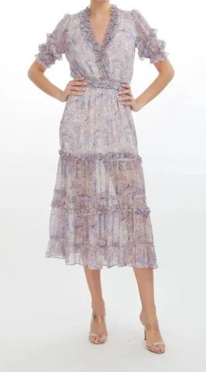 Generation Love Georgette Paisley Midi Dress in Fleur Mosaic thumbnail 1