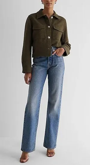 Express Tweed Novelty Button Cropped Shacket thumbnail 5
