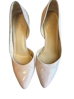Naturalizer Blush Pink Patent and Suede Mid Heels thumbnail 4