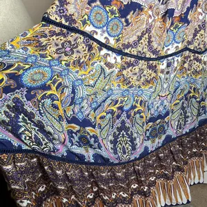 Johanne Beck Floral Paisley Print Silk Lace Tiered Maxi Dress Strap Boho. SZ S/M thumbnail 2