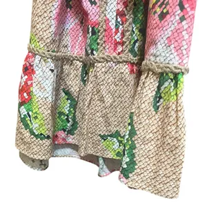 Farm Rio Floral Ruffle Beaded Tassels Belt‎ Slip-On Dress Size XS thumbnail 11