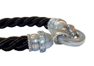 Judith Ripka Sterling Silver Jewelry Magnetic Statement Black Rope Necklace thumbnail 6