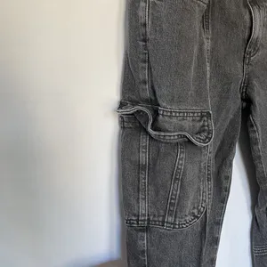 Zara black jeans cargo‎ pants denim many pockets women's size 6 casual boho thumbnail 4