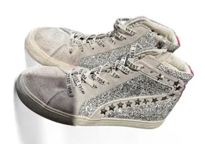 Vintage Havana Silver Glitter High-Top Sneakers with Cream Suede thumbnail 1