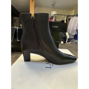 $160 RALPH LAUREN WILLA Black LEATHER ANKLE SOFT HEEL BOOTS Size 7 thumbnail 4
