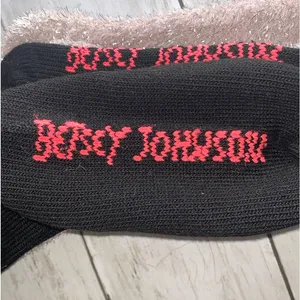 5/$25 NWT Betsey Johnson Fuzzy Lurex‎ Metallic & Plain Black Crew Socks thumbnail 3