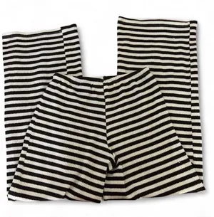 H&M knit sweatpants brown and white striped thumbnail 1
