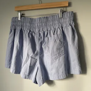 Aerie Pleated Relaxed Fit Shorts Drawstring 100% Cotton Blue Women's Size Large thumbnail 4