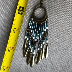 Vintage boho fringe necklace Brown thumbnail 5