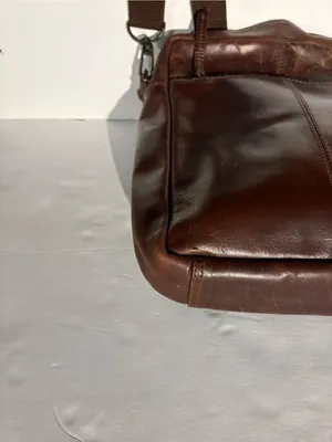 Classic Brown Leather Crossbody Messenger Bag for Men or Women. thumbnail 10