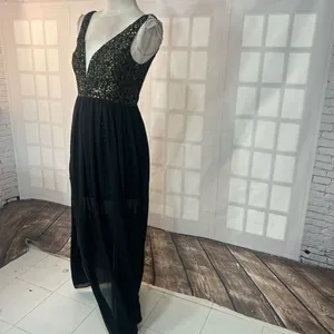 🔥5/$25 sale🔥 ark & co NWT black and gold bodycon mini with sheer black chiffon thumbnail 3