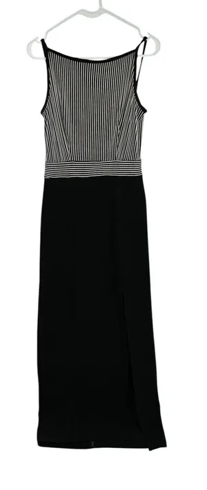 BARI‎ JAY Vintage Long Sleeveless Cocktail Dress Sz 11/12 Striped Corset Back thumbnail 1