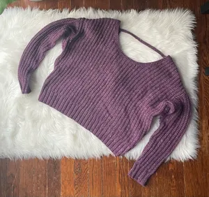 Purple Open Back Crop Sweater Size small thumbnail 1