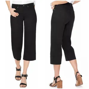 NYDJ Black Wash Wide Leg Cropped Capri Jeans thumbnail 2