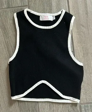 Polka dots and moonbeams contrast trim ribbed tank top thumbnail 1