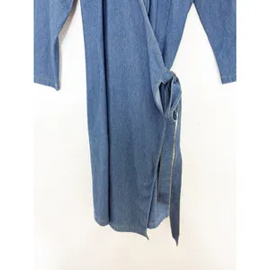 Tuckernuck J. Mclaughlin Lila Indigo Cotton Stretch Denim Wrap Dress Size Medium thumbnail 10