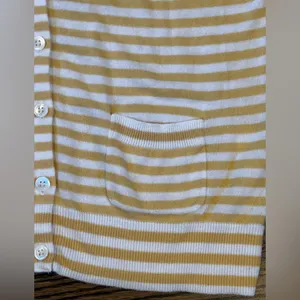 GAP‎ Yellow and White Striped Lightweight 3/4 Sleeve Cardigan Women’s Medium thumbnail 8