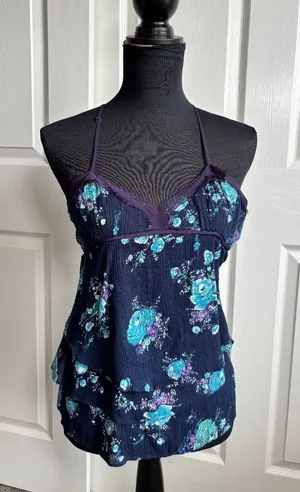 Free People floral lace-back cami top size 2 thumbnail 1