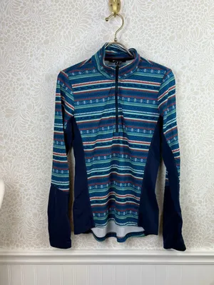 Kerrits Blue Fair Isle Rail Side Quarter-Zip Fleece Tech Top - Size - Small thumbnail 4