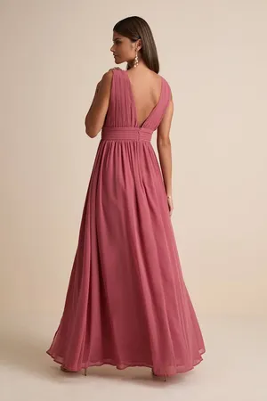 NWOT Lulus Heavenly Hues Desert Rose Maxi Dress in Desert Rose Size Medium MSRP $99 thumbnail 3