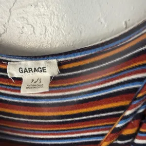 GARAGE Striped Cami Babydoll Top‎ Ruched Spaghetti Strap Rainbow P/S Grunge thumbnail 6