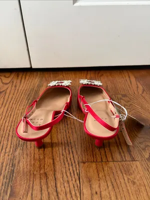 a new day Red Pointed Slingback Heels with Crystal Buckle Size 7.5 New thumbnail 6