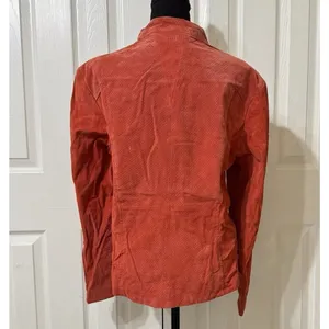 VTG Queen Latifah Shearling Leather Jacket Women XL Orange‎ Queen Biker thumbnail 2