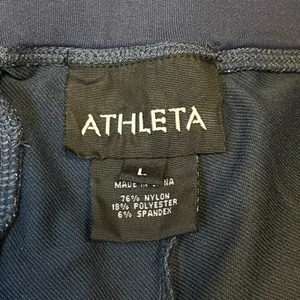 Athleta Womens Navy Blue Wide Leg Athletic Pants Size L‎ Zip Ankle Cuffs Stripe thumbnail 7