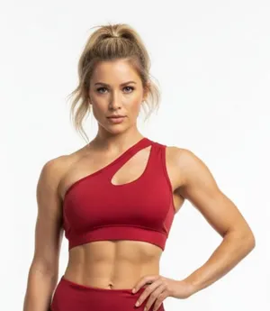 Savvi Red 1 Shoulder Cropped Athletic Sport Top NEW S thumbnail 1