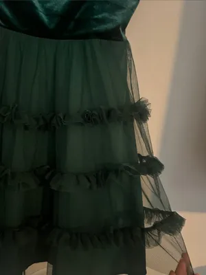 Girls Dark Green Velvet & Tulle Ruffle Party Dress thumbnail 4