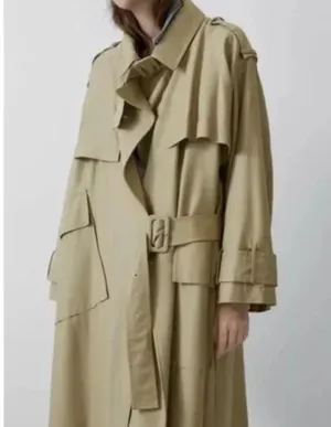 NWT Zara Oversized Trench Coat Belted Double Breasted Bloggers Fav S/M thumbnail 3
