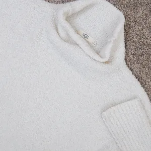 UGG Turtleneck Sweater Womens Large Cream Teddy Knit Plush‎ Cozy Drop Shoulder L thumbnail 3