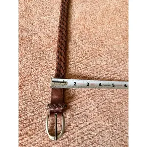 Leather Braided Belt Brown Woven Boho Casual Women’s Size S thumbnail 6