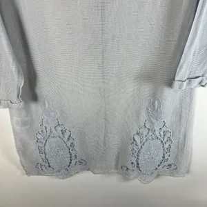 Anthropologie Meadow Rue Mesh Lace Embroidered Shirt Top Sz L Cottagecore Blue‎ thumbnail 11