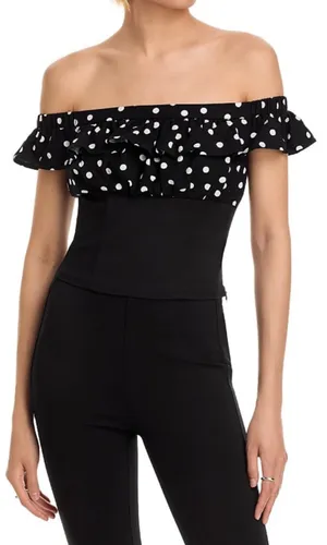 New Fore polkadot off the shoulder top size small with side zipper thumbnail 1